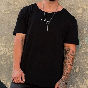 YoungLA Wide Neck Raw Cut Tee (Tshirt) Black / size large / shirt t scoop